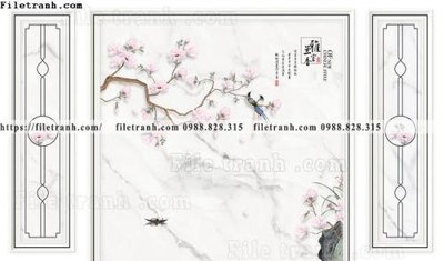 File gốc buc tuong nen hoa va chim phao chi 327 (in lụa) chi tiết cao