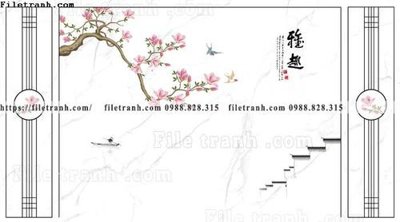 Download file buc tuong nen hoa va chim phao chi 357 (gốc) in mica cao cấp