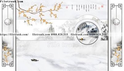 File ảnh buc tuong nen hoa va chim phao chi 374 (gốc) in decal dán tường