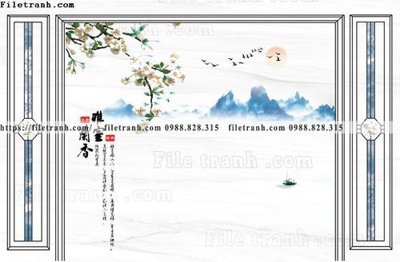 File gốc buc tuong nen hoa va chim phao chi 398 (in tráng gương) ốp tường