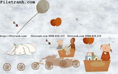 File gốc buc tuong nen hoat hinh tre em325 (in lụa) tranh mã đáo