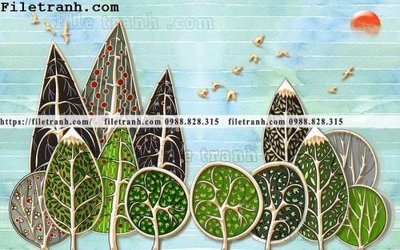 File tranh buc tuong nen hoat hinh tre em377 (bản gốc) in lụa dán tường