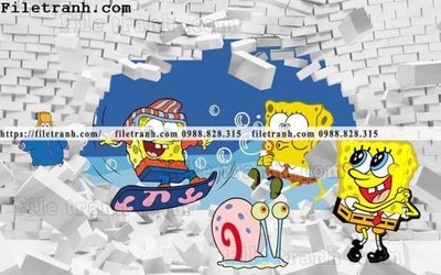 File gốc in ấn buc tuong nen hoat hinh tre em395 chuẩn màu CMYK