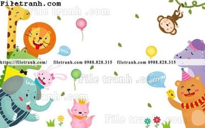 File gốc buc tuong nen hoat hinh tre em518 (in lụa) họa tiết 3D