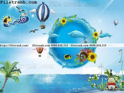 File PSD buc tuong nen hoat hinh tre em695 (gốc) tách lớp chi tiết