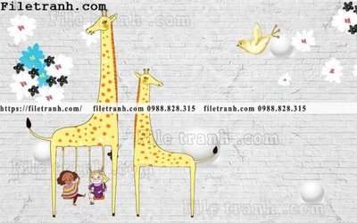 File tranh in tráng gương buc tuong nen hoat hinh tre em703 (siêu nét)