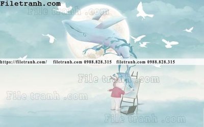 Download file gốc buc tuong nen hoat hinh tre em780 (in lụa) hoa lá