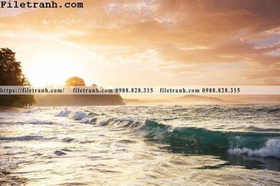 File tranh gốc in trần nhà canh hoang hon tren bien 110 3D