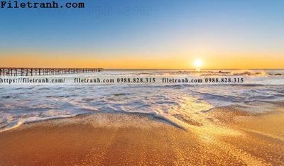 File tranh canh hoang hon tren bien 147 (bản gốc) in lụa 3D