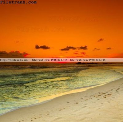 File tranh canh hoang hon tren bien 162 (bản gốc) in lụa 5D