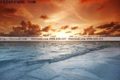 File tranh gốc in trần nhà canh hoang hon tren bien 213 3D