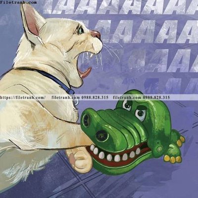 File tranh in trần 3D chu meo ngo nghinh ve tay 518 (ảnh gốc)
