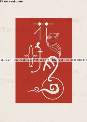File gốc chu trung quoc thu phap mau do 510 (in 3D) cho trang trí