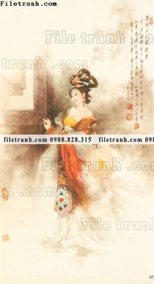 Tải file co gai trung quoc trang phuc co trang 610 (gốc) làm tranh treo tường