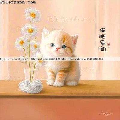 Tải file con meo truu tuong 124 (ảnh gốc) in gạch 3D