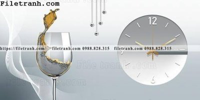 File tranh dong ho trang tri nha hang dep 107 (gốc) phong cách tối giản