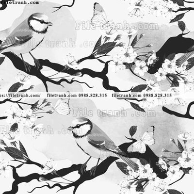 File tranh dong vat va hoa trang nha 323 (bản gốc) trang trí văn phòng