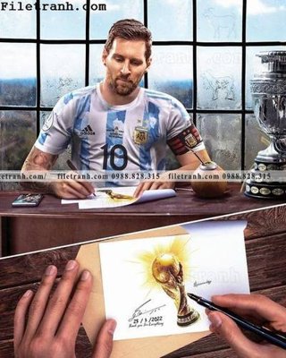 File tranh in trần hinh anh cau thu bong da Messi 319 (ảnh gốc siêu nét)