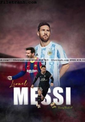 File tranh in tráng gương hinh anh cau thu bong da Messi 329 (siêu nét)