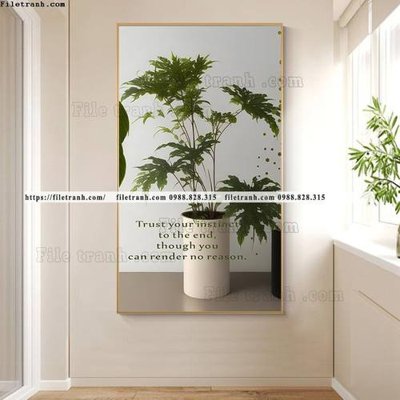 File tranh gốc in trần nhà hinh anh cay xanh phong cach wabi sabi 523 3D