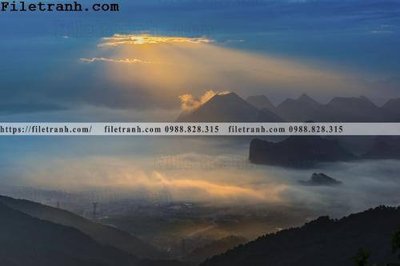 File gốc hinh anh dinh nui may va bien 124 (in lụa) trang trí tường