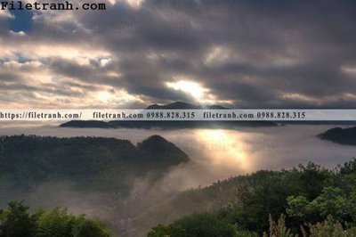 File tranh gốc hinh anh dinh nui may va bien 137 (sắc nét từng chi tiết)