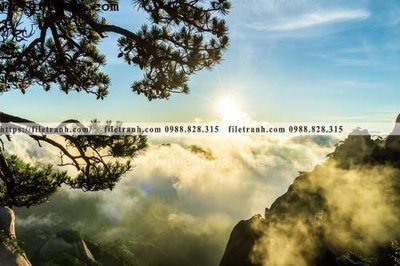 Ảnh gốc hinh anh dinh nui may va bien 143 (độ nét cao) in tráng gương