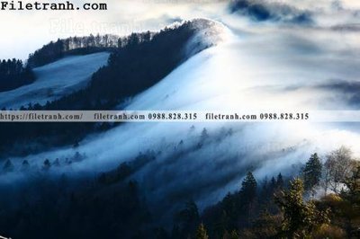 File tranh hinh anh dinh nui may va bien 333 (bản gốc) in canvas