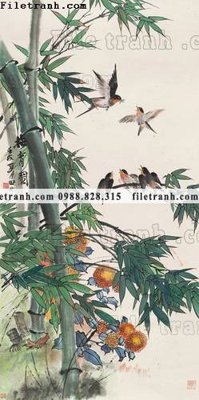 File tranh hinh anh hoa chim co 709 (bản gốc) trang trí văn phòng