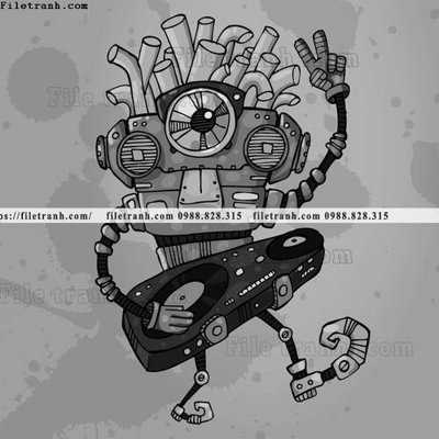 File in trần hinh anh robot steampunk 1507 (bản gốc) bầu trời