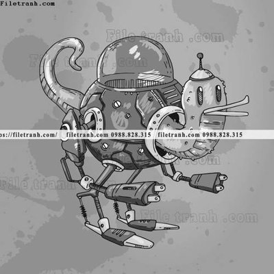 File in mica hinh anh robot steampunk 1525 (bản gốc) làm vách ngăn