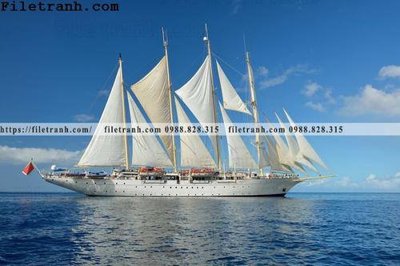 File tranh trang trí hinh anh thuyen buom tren bien 123 (file gốc)