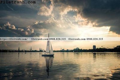 File tranh hinh anh thuyen buom tren bien 136 (bản gốc) treo tường