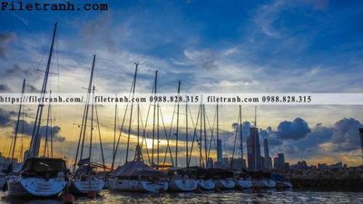 File tranh hinh anh thuyen buom tren bien 143 (gốc) in vải canvas