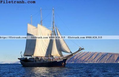 File tranh hinh anh thuyen buom tren bien 161 (bản gốc) trang trí văn phòng