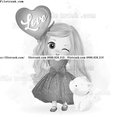 File gốc hinh anh vector co gai hoat hinh 1515 (in lụa) tranh thuận buồm