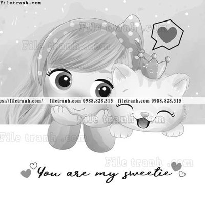 File tranh hinh anh vector co gai hoat hinh 1531 (gốc) chủ đề động vật