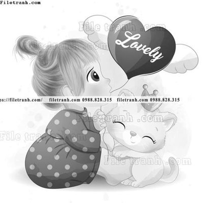 File tranh hinh anh vector co gai hoat hinh 1532 (ảnh gốc) in trần 3D