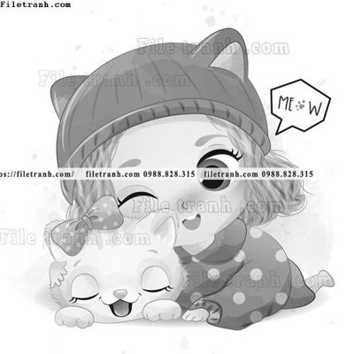 File gốc hinh anh vector co gai hoat hinh 1535 (in lụa) tranh phong thủy