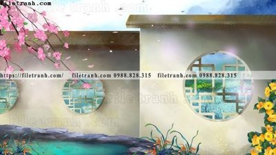 File tranh in trần 3D hinh minh hoa phong canh Trung Quoc toa nha 526 (ảnh gốc)