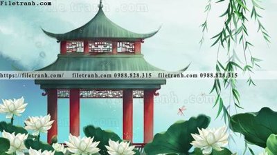 File tranh hinh minh hoa phong canh Trung Quoc toa nha 528 (gốc) in vải canvas