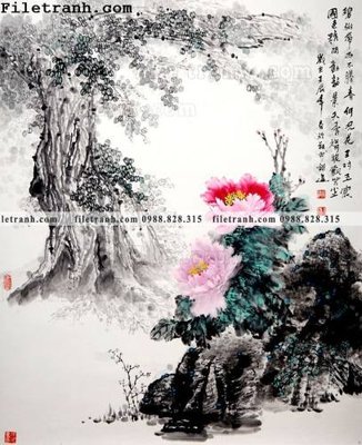 File tranh in trần hoa mau don ve tay 174 (ảnh gốc siêu nét)