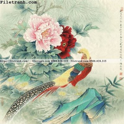 File tranh hoa mau don ve tay 206 (bản gốc) treo quán cafe