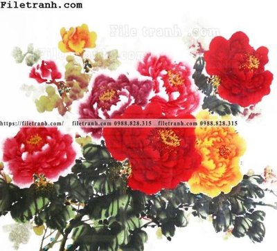 File gốc hoa mau don ve tay 218 (in tráng gương) nghệ thuật