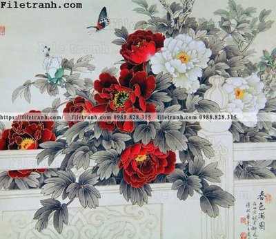 File in trần hoa mau don ve tay 225 (bản gốc) phong cảnh