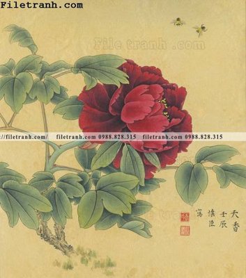 File tranh hoa mau don ve tay 230 (bản gốc) treo phòng ăn