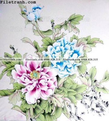 File tranh hoa mau don ve tay 262 (gốc) in vải canvas