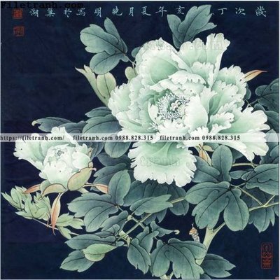 File tranh hoa mau don ve tay 264 (bản gốc) in lụa 3D