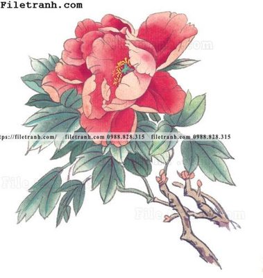 Hình ảnh file gốc hoa mau don ve tay 266 (chất lượng cao)