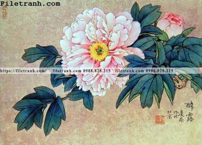 File gốc hoa mau don ve tay 303 (in mica) trang trí